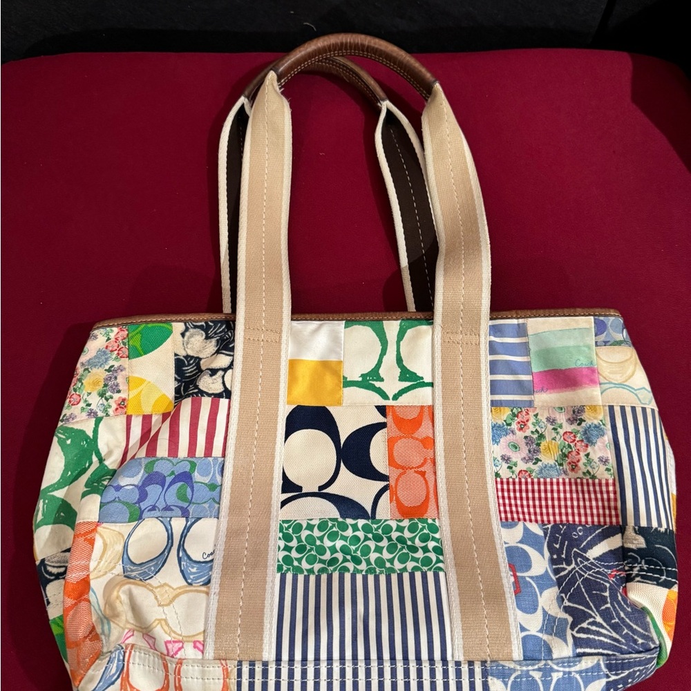 Coach 90’s Y2K Vintage Multicolor Patchwork Tote